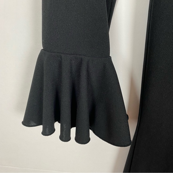 Express Black Long Sleeve Ruffle V Neck Dress Size 1/2 - Picture 5 of 6
